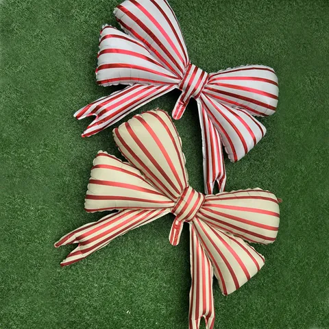 Large Striped Bowknot Aluminum Foil Balloon Festive Decorative Bow Balloon For Birthday Wedding Celebration Party Decoration