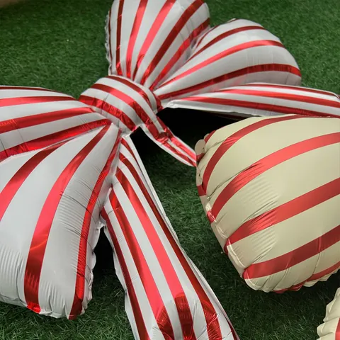 Large Striped Bowknot Aluminum Foil Balloon Festive Decorative Bow Balloon For Birthday Wedding Celebration Party Decoration