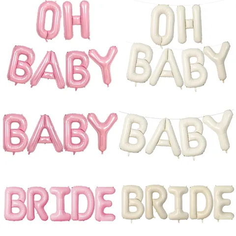 40 Inch Cream Pink Foil Letter Balloons OH BABY BABY BRIDE Balloon For Baby Shower Wedding Birthday Party Decoration
