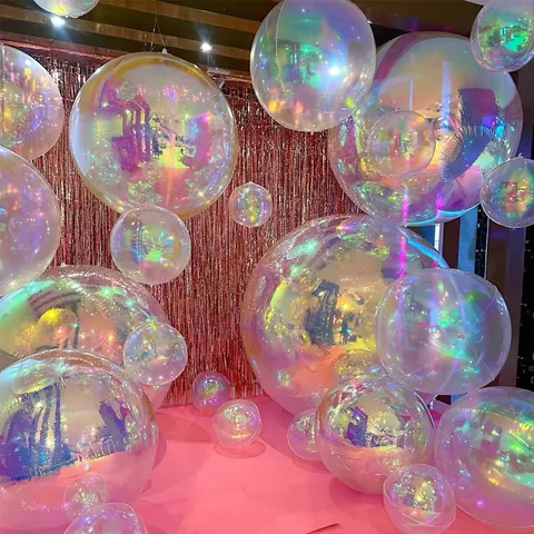 Ballon Sphère 4D Irisé Transparent Feuille D'Aluminium Holographique Arc-En-Ciel Ballons Pour Décoration De Fête Anniversaire