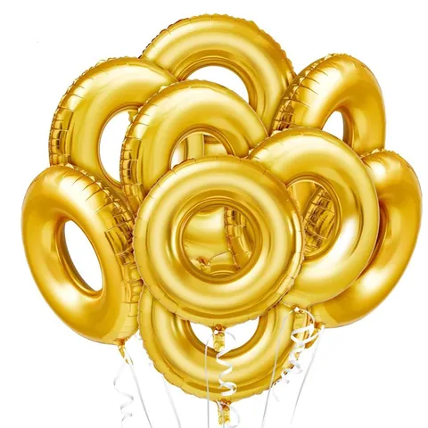 Palloncino in Film di Alluminio ad Anello d'Oro Metallizzato a Forma di O per Decorazione Festa Compleanno Matrimonio