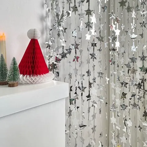 Metallic Foil Fringe Curtain Star Heart Christmas Tree Shape For Party Background Wall Decor Wedding Birthday Xmas Decoration
