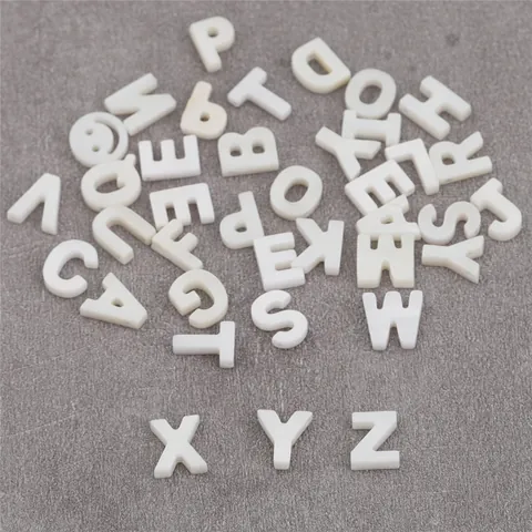 Natural Freshwater Shell White Alphabet Beads Round Smiley Face Letter Charms For DIY Bracelet Necklace Jewelry Making Findings