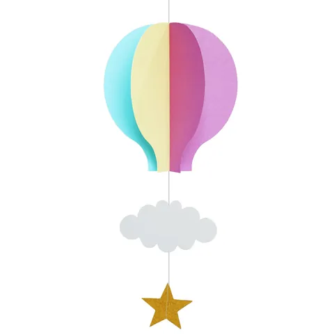 3D Paper Hot Air Balloon Cloud Star Hanging Decorations For Birthday Party Wedding Baby Shower Kids Room Nursery Ceiling Garland Decor