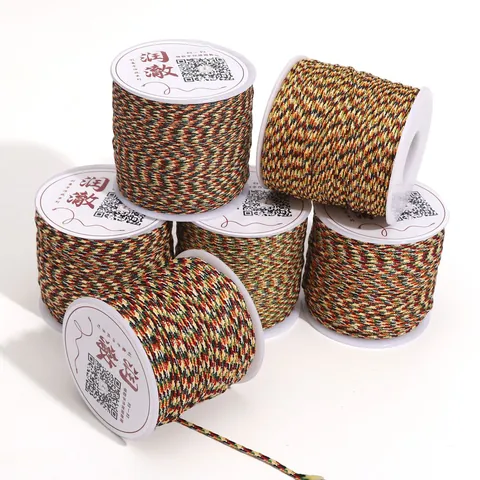 Traditionele Meerkleurige Geweven Koord Polyester Laag Elastisch Garen Rol Voor DIY Sieraden Maken Armband Ketting Handgemaakte Knutseldraad