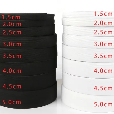 Flat Knitted Elastic Band For DIY Sewing Craft Apparel Accessories Stretch Ribbed Tape For Waistband Pants Black White Ribbon