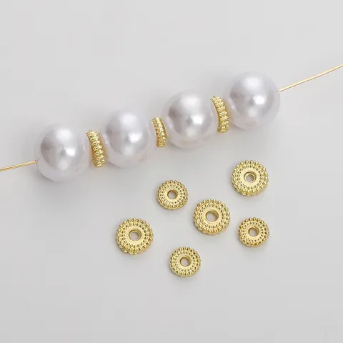 Alloy Wheel Gear Spacer Beads Gold Plated Beaded Texture DIY Jewelry Making Accessories For Bracelet Necklace Handcraft