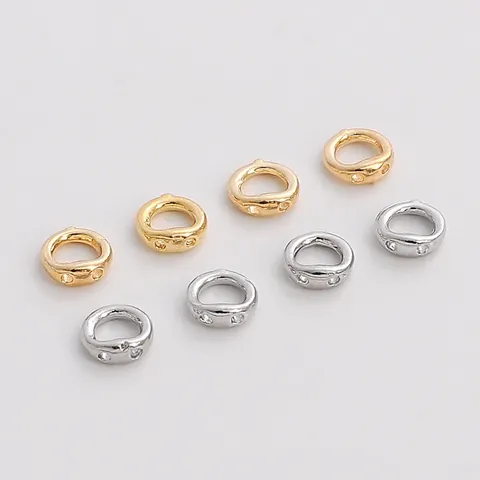 Anneaux de Connexion Double Trou en Cuivre Nez de Cochon pour Création Bijoux Collier Künstliche Perle Bracelet Accessoires Or Argent DIY
