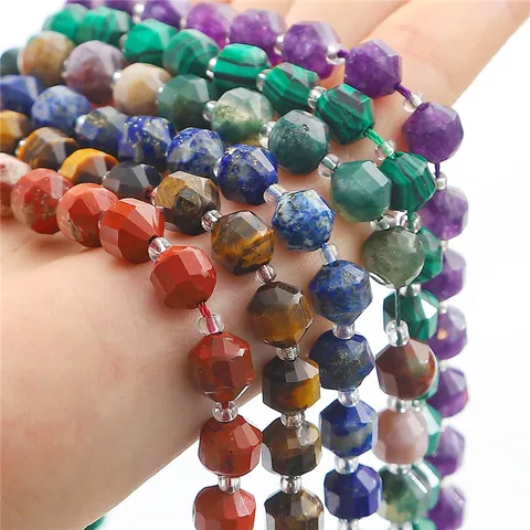 Facettierte Naturstein Perlen Hexagonales Prisma Amethyst Achat Lose Perlen Für DIY Schmuckherstellung Halsketten Armbänder