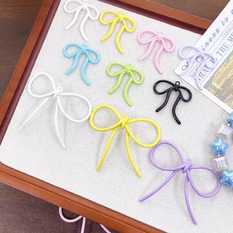 Alloy Bow Pendant Candy Color Lacquered Charms For Handmade DIY Jewelry Bracelet Necklace Phone Chain Making Finding Accessory