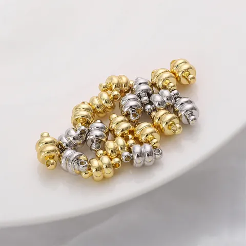14k Gold Filled Copper Magnetic Clasps For DIY Jewelry Making Bracelet Necklace Connector Flat Round Hamburger Magnet Clasp