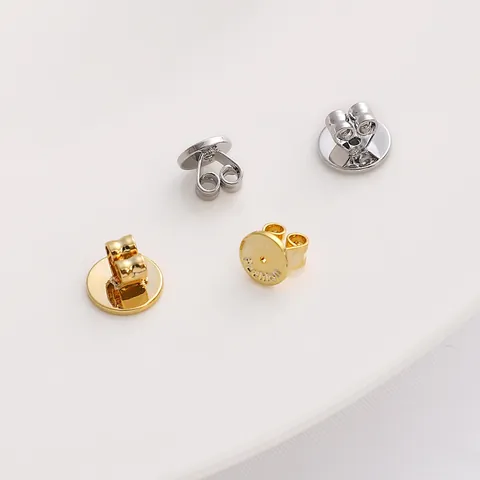 Fermoirs de Boucles d'Oreilles Papillon à Disque Rond en Alliage de Cuivre Plaqué Or pour Bijoux de Mode DIY