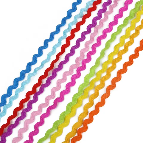 Polyester Rickrack Ribbon Wave Shape Lace Trim For Handmade DIY Clothing Curtains Sewing Accessories Braided Rick Rack Braid Decoration