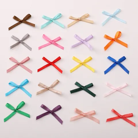 Mini Satin Ribbon Bows For Crafts Handmade Polyester Bowknot For Hair Accessories Clothing Decoration DIY Sewing Supplies