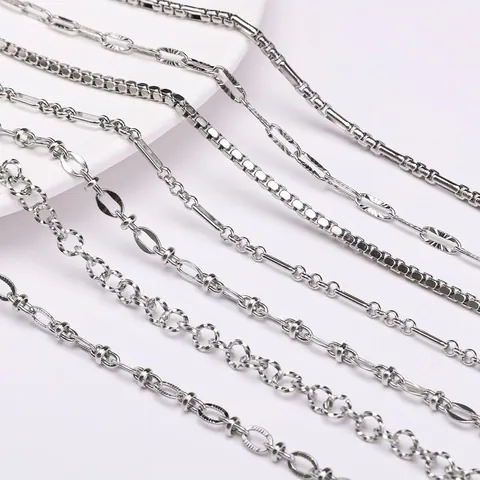 Edelstahl Schmuckherstellung Kettenglieder DIY Zubehör Für Halsketten Armbänder Handgefertigte Strukturierte Metallkette Schmuckzubehör