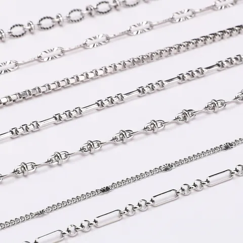 Edelstahl Schmuckherstellung Kettenglieder DIY Zubehör Für Halsketten Armbänder Handgefertigte Strukturierte Metallkette Schmuckzubehör
