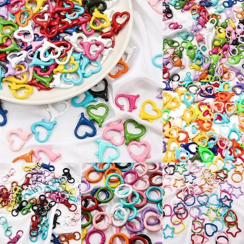 Colorful Spray Painted Alloy Heart Star Round Jewelry DIY Connectors For Keychains Bag Accessories Jewelry Findings Handmade Crafts