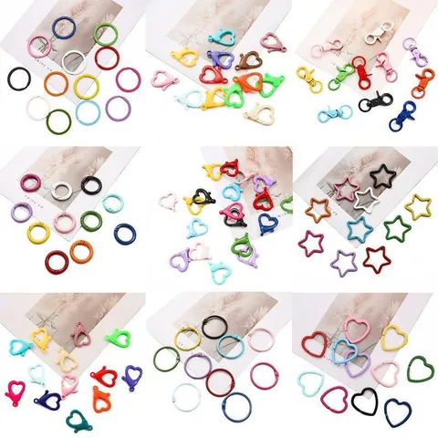 Colorful Spray Painted Alloy Heart Star Round Jewelry DIY Connectors For Keychains Bag Accessories Jewelry Findings Handmade Crafts