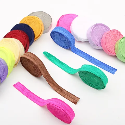 Colorful Fold Over Elastic Ribbons Solid Color Stretch FOE Cord For DIY Hair Ties Headbands Sewing Crafting Project Manual Materials
