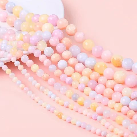 DIY Synthetic Stone Round Beads Smooth Loose Beads Strand For Necklace Bracelet Phone Chain Making Handmade Jewelry Findings Accessory