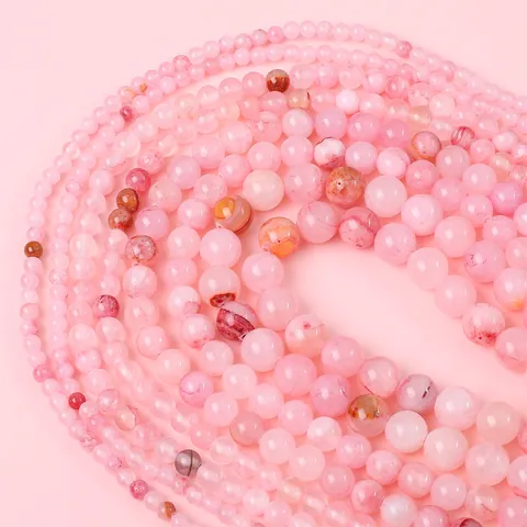 DIY Synthetic Stone Round Beads Smooth Loose Beads Strand For Necklace Bracelet Phone Chain Making Handmade Jewelry Findings Accessory