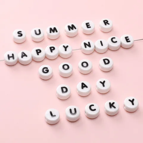 White Round Flat Ceramic Alphabet Beads For DIY Jewelry Making Bracelet Necklace Phone Chain Charms Accessory Simple Letter Beads