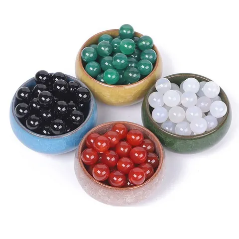 Natural Agate Round Loose Beads Polished Gemstone Spacer Beads For DIY Jewelry Making Red Black White Green Agate Stone Beads Accessories