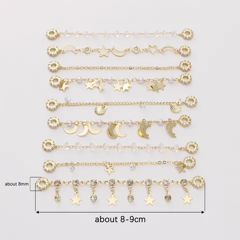 Gold Silber Plattiert Stern Mond Sicherheitskette Für DIY Schmuckherstellung Zirkonia Künstliche Perle Verlängerungskette Zubehör