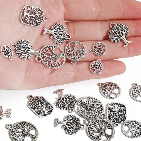 Antique Silver Alloy Pendants Crown Tree Of Life Hollow Charms DIY Jewelry Making Accessories For Bracelet Necklace Earring