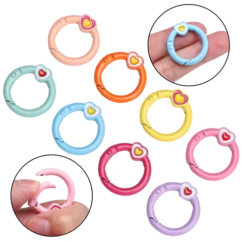 Romantic Heart Spring Ring Buckle DIY Alloy Love Heart Open Ring For Bag Accessories Keychain Charms Women Jewelry