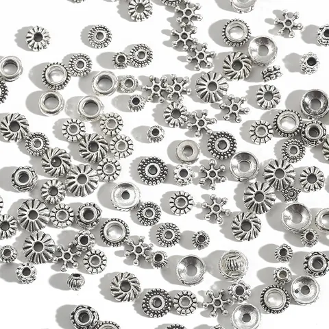 Antique Silver Alloy Spacer Beads Retro DIY Jewelry Making Findings For Necklace Bracelet Earrings Accessories Decorative Loose Beads