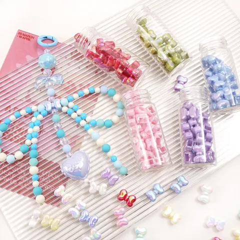 Cuentas Sueltas de Lazo Recubiertas de UV Acrílico Accesorios de Fabricación de Joyas de Cadena de Teléfono DIY