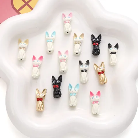 Kawaii Alloy Gradient Cartoon Cat Charms For DIY Jewelry Making Bracelet Necklace Bowtie Cat Pendant Handmade Craft Supplies