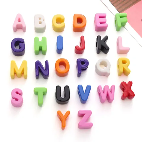 Großloch Acryl Alphabet Perlen Für Schmuckherstellung DIY Armband Halskette 3D Bunte Buchstaben Perlen Handgefertigtes Zubehör