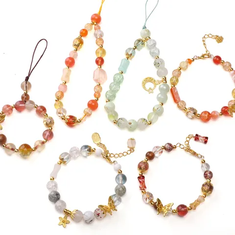 Kit de Fabricación de Joyería DIY Cuentas de Vidrio Mixtas Dijes de Aleación Mariposa Flor Corazón Para Pulsera Collar Suministros