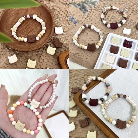 Perline Sciolte in Acrilico a Forma di Testa di Gatto per Fai da Te Braccialetti Collane Gioielli Accessori Artigianali