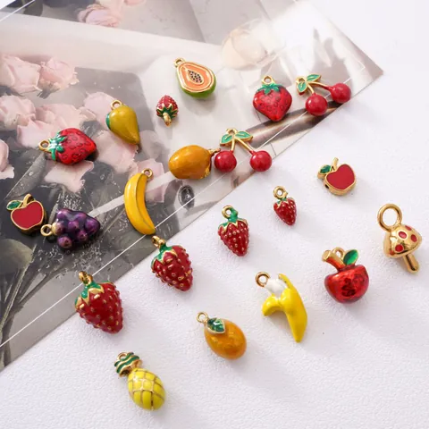 Pendentifs en Acier Inoxydable en Forme de Fruits pour la Fabrication de Bijoux DIY Fraise Banane Breloques en Émail
