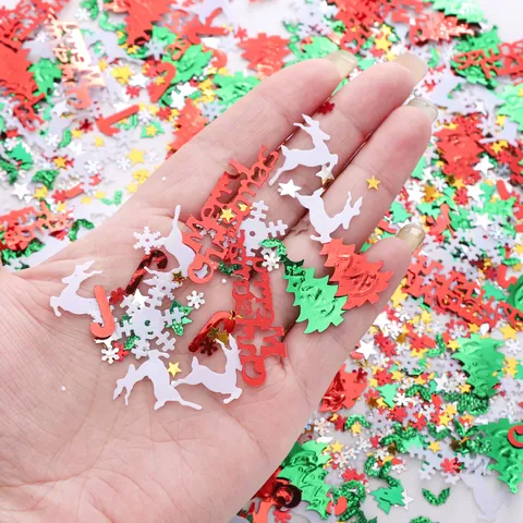 Metallic Plastic Christmas Confetti Sequins Snowflake Reindeer Tree Stars For Festive Party Table Decoration DIY Handcrafts