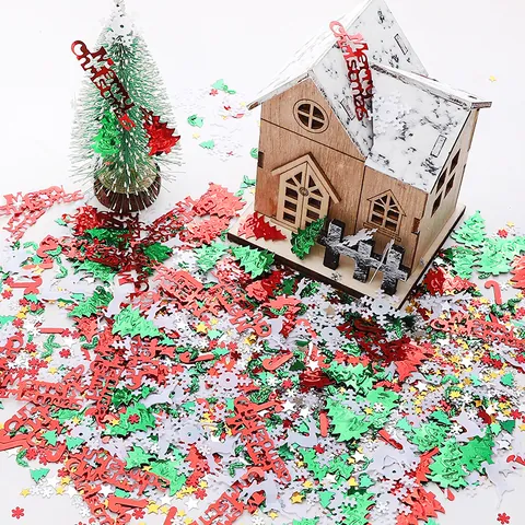 Weihnachten Gemischtes Konfetti Pailletten Schneeflocke Weihnachtsbaum Rentier Stern Merry Christmas Brief Für DIY Handwerk Party Deko