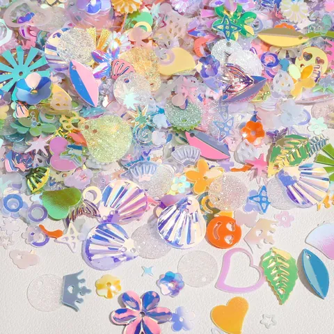 Paillettes Iridescenti Colorate a Forma Mista Per Artigianato Fai-da-te Nail Art Abbigliamento Cuori Stelle Fiori