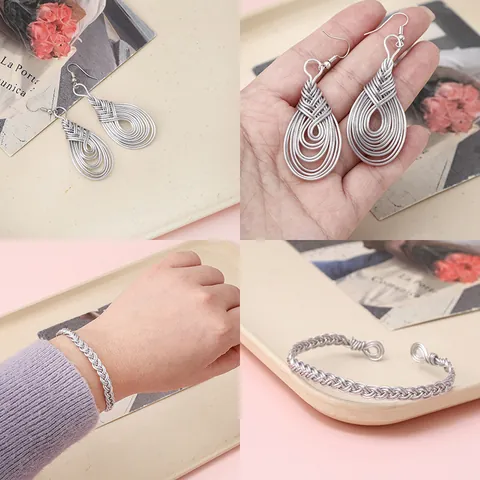 Silver Coated Aluminum Wire For Jewelry Making DIY Craft Soft Metal Cord With Blue Pliers For Bracelet Earring Accessories