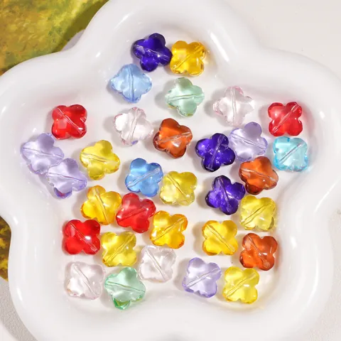 13mm Cuentas Sueltas de Trébol de Cuatro Hojas de Vidrio para Creación Joyería DIY Pulsera Collar Cadena de Teléfono Accesorios