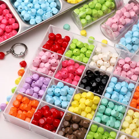 Acrylic Faceted Cube Beads Rounded Square Loose Spacers For DIY Jewelry Making Phone Chain Necklace Bracelet Accessory