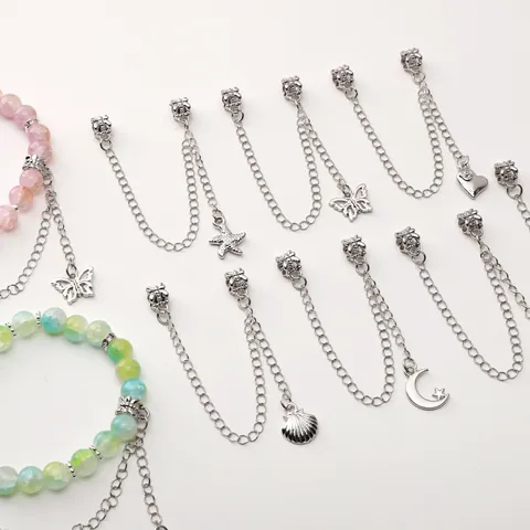 Legierung Galvanisierte Silberne Sicherheitskette DIY Schmuckherstellung Seestern Herz Schmetterling Mond Anhänger Zubehör