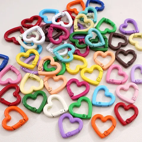 Geverfde Legering Ster Hart Vorm Karabijnsluiting Clip Kleurrijke Sleutelhanger Tas Bedels Connectoren DIY Sieraden Maken Accessoires