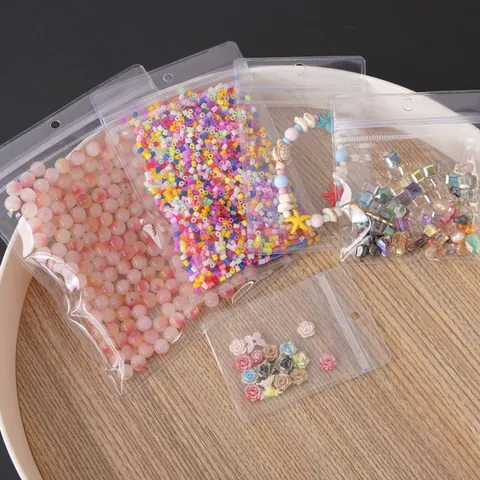 Klare PVC Selbstschließende Beutel Mit Aufhängeloch Transparente Kunststoff Schmuck Verpackungsbeutel Für DIY Bastelarbeiten Perlen Lagerung