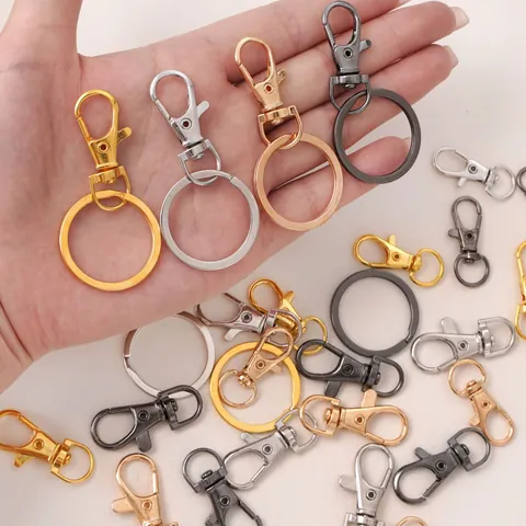 Alloy Lobster Clasp And Split Key Ring For DIY Keychain Jewelry Making Bag Buckle Connector Hooks Electroplated Accessories