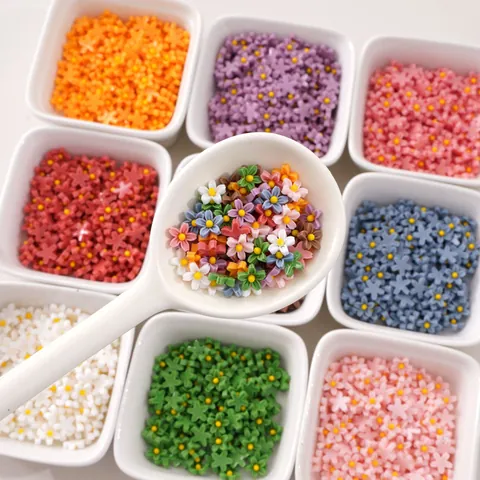 Mini Resin Five Petal Flower Charms Colorful Flatback Resin Cabochons For DIY Crafts Phone Case Hair Accessories Decor