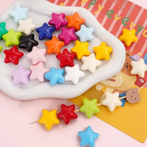 Cuentas de Acrílico en Forma de Estrella 23x22mm Colores Macaron Pentagrama Brillante Cuentas Sueltas Para Bricolaje Pulsera Collar Joyería Accesorios