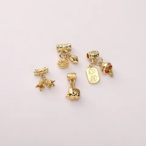 14K Gold Plated Copper Bamboo Joint Lucky Charm Pendants For DIY Jewelry Making Handmade Bracelet Necklace Crafts Accessories